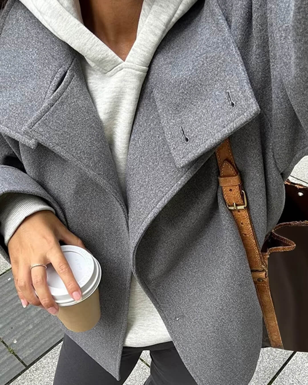 SEAME - Rosalia Elegant Lady Women's Jacket with Stand Collar for Autumn Style Grey S