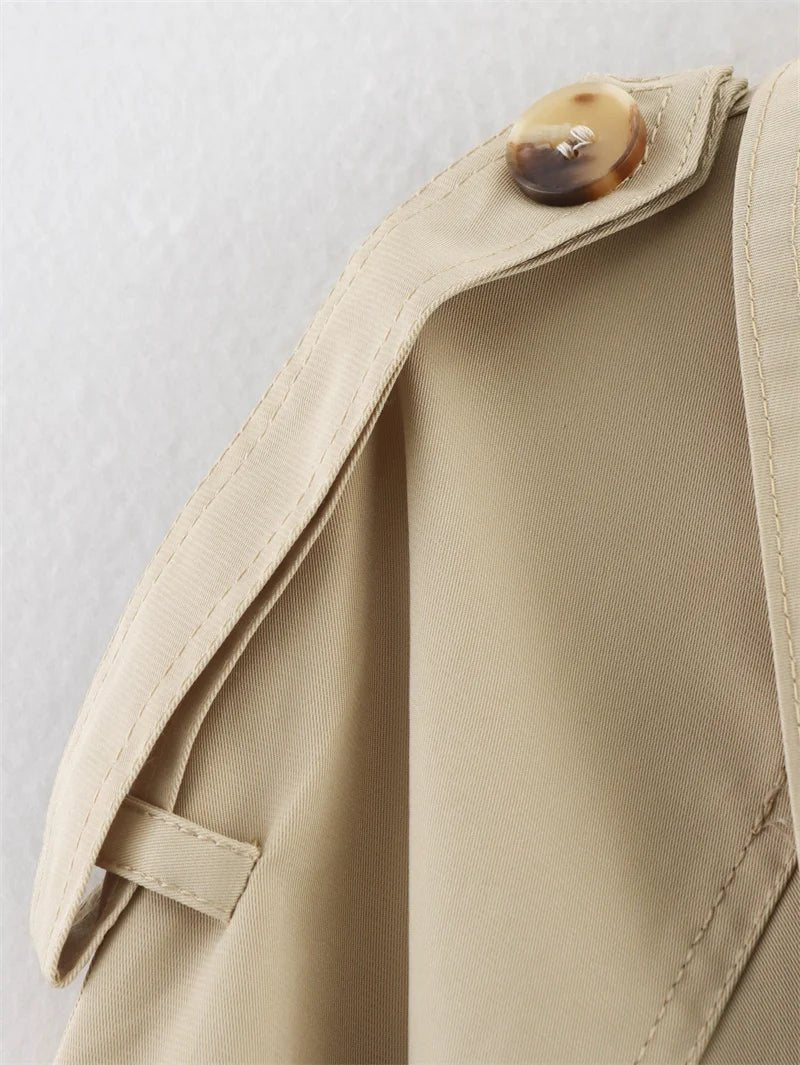SEAME - Seame Women's Cropped Trench Coat - Stylish Spring Jacket with Belt Beige S