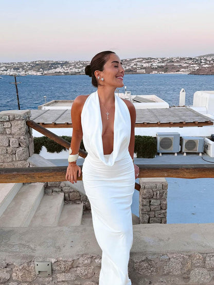 Seame - Venice Deep V - Neck Maxi Dress S